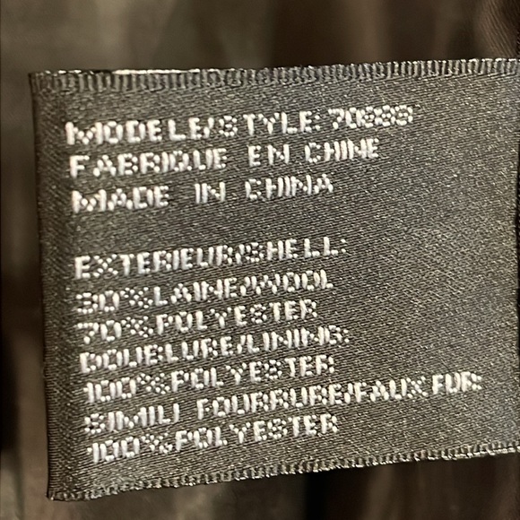 River Island Wool-Blend Belted Coat w/ Faux Fur Hood M | Black Military Style - Picture 7 of 9